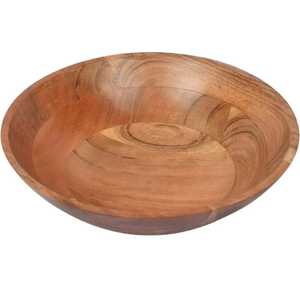Grand saladier rond en bois d'acacia à large bord, pour fruits et aliments, vaisselle de restaurant en gros - Product Image 6