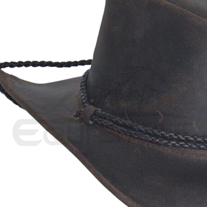 Cowboy <b>Hats</b> Wholesale Brown Distressed Leather Wide Brim <b>Western</b> <b>Hats</b> Outdoor Travel Casual Wear Private Label Leather <b>Hats</b> - Product Image 4