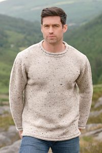 Pull en laine acrylique à col rond pour homme, manches longues, couleur unie, anti-boulochage, cardigan, vêtements d'hiver, tenues décontractées - Product Image 4
