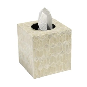 Handmade Wooden Tissue Box with Mother of Pearl Inlay for Home Decor - Product Image 2