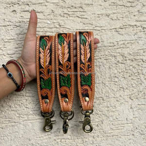 Nueva Llegada Mano Tooled Cuero Muñequera Llaveros En Relieve Estampado Floral Cuero Llaveros Tooled Accesorios de cuero Correas para llaves - Product Image 3