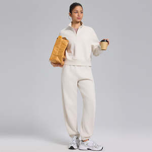 Sudadera con media cremallera de alta calidad para mujer, de manga larga, cuello alto, lisa, de algodón, para otoño, estilo deportivo, fabricada a medida - Product Image 4