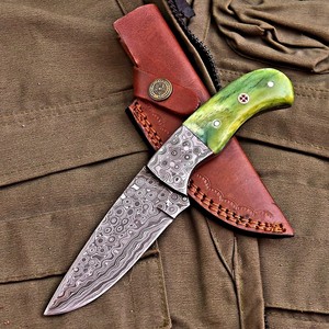 Custom Made Damascus Steel Fixed Blade Hunting & Utility <b>Knife</b> <b>bone</b> <b>Handle</b> OEM Full Tang Skinning Bushcraft <b>Knife</b> with Sheath - Product Image 1