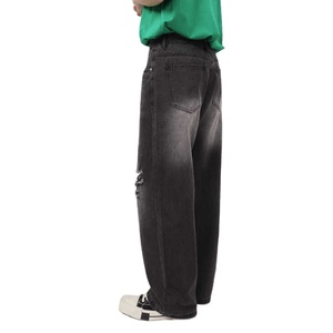 กางเกงยีนส์สำหรับผู้ชายทุกเพศดีไซน์ใหม่กางเกงยีนส์แบบสั่งทำทรงสลิมฟิตสีทึบมีกระเป๋ามีซิป - Product Image 2