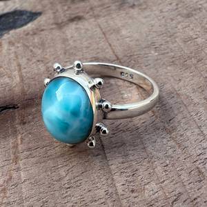 Anillo de Plata Larimar, Anillo de Plata de Ley 925, Plata de Ley 925 Sólida - Product Image 2