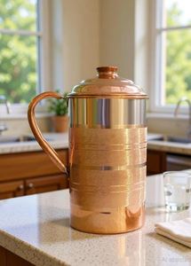 Ensemble de carafes en cuivre pour une identité culinaire artistique haut de gamme, service d'eau en métal avec verres, durable et réutilisable pour la cuisine - Product Image 4