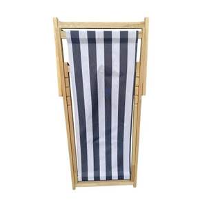 Populus Wood Sling <b>Chair</b> with Dark Blue Stripe Broad Blue Folding Chaise <b>Lounge</b> for Sun Lounging - Product Image 6