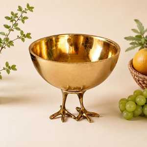 Moderno Tazón Metálico Hecho a Mano con Acabado Pulido en Color Dorado, Tazón Decorativo para Accesorios del Hogar, Centro de Mesa, Frutero en Venta - Product Image 5
