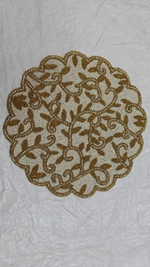 FAIZA CRAFT Mantel Individual Hecho a Mano con Cuentas, Diseño Floral Blanco y Negro, Tela Duradera, Redondo/Ovalado/Cuadrado, Costura a Mano para el Hogar - Product Image 2
