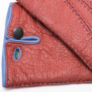 Gants en cuir sur mesure, marron et bleu, pour l'hiver, entièrement couvrants, doublure intérieure douce, chauds, respirants, écologiques, unis, pour l'extérieur - Product Image 4