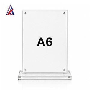 Malaysia Good Seller <b>Acrylic</b> T Stand Magnetic A6 Portrait <b>Table</b> Top <b>Sign</b> Holder Clear Menu Frame Double Sided Desk Display Rack - Product Image 2