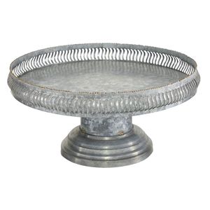 Industrial Vintage Metal <b>Cake</b> <b>Stand</b> Raised Pedestal Serving Platter with Pierced Edge Design for Bakery Party Event Table <b>stand</b> - Product Image 1