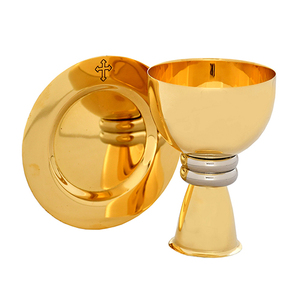 ชุดถ้วยทองเหลืองขัดเงาและจานรองศีลมหาสนิท |   ชุดอุปกรณ์ศีลมหาสนิท – DOUBLE VEE EXPORTS - Product Image 1