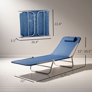 Silla Reclinable Plegable para Exteriores con Asiento de Malla Transpirable y Reposacabezas, para Tomar el Sol en la Piscina - Product Image 3