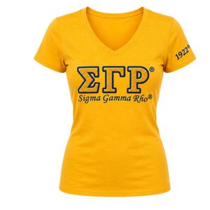 Women Embroidered T Shirt Custom Greek Letter Short Sleeve Crew Neck Casual Tee Premium <b>Stitching</b> Sorority Fashion <b>Top</b> Wholesale - Product Image 1