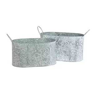 Juego de Macetas de Metal Galvanizado a Precio Económico, Duraderas para Jardín Exterior, Diseño Circular para Plantas Verdes - Product Image 3