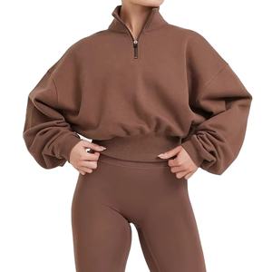 Conjunto de 2 piezas de sudadera de moda para mujer con cuello redondo, estilo urbano, holgada, de manga larga, para primavera, con top corto de entrenamiento - Product Image 1