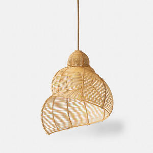 Abat-jour suspendu rustique Wabi Sabi en rotin et coquillage, tressé, créatif, pour lampe de plafond, décoration intérieure - Product Image 1