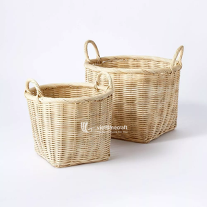 Ensemble de paniers de rangement en rotin naturel avec poignées intégrées, panier à linge et organisateur de jouets tissés artisanalement - Product Image 4