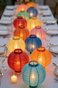Lanterne en papier ronde en soie vietnamienne en gros, colorée, 20-60 cm, pour mariage, festival, fête, décoration de table, lanterne faite à la main, prix d'usine - Product Image 2