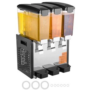 Dispenser per Bevande Commerciale 10L/10.6QT in Acciaio Inox, Macchina per Tè Freddo 440W con 3 Serbatoi, 220V, Materiale PC - Product Image 1