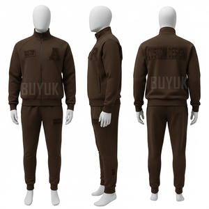 Custom Design <b>Cream</b> Tracksuit Full Zip Stand Collar Unisex Casual Wear Autumn Breathable Cotton Jogger Set Regular Fit - Product Image 2