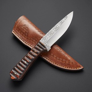 Couteau à lame fixe Nordic Forge en acier 12c27, manche en bois, lame gravée à l'acide et étui en cuir, couteau de chasse à lame pleine ODM OEM - Product Image 3