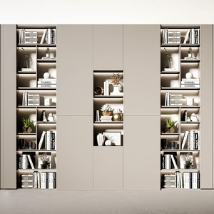 Librería de Madera de Nogal Negro para Sala de Estar, Integrada en Toda la Pared, con Asiento y Sofá Detrás de la Librería, con Puerta - Product Image 1