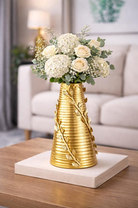 Vase en métal doré élégant pour la décoration de la maison de luxe, centre de table floral moderne, porte-fleurs décoratif - Product Image 4