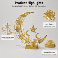 Décorations de table en bois LED lune et étoile pour l'Aïd Moubarak et le Ramadan, réutilisables, durables, pour salon, table à manger, fenêtre, étagère, cadeau