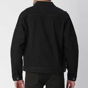 WATZY SPORTS Veste en jean noire pour homme, motif lettres, col rabattu, coupe droite, simple boutonnage, coton respirant, style urbain - Product Image 5