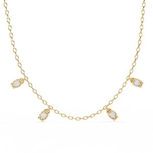 Luxury Handcrafted 10k 14k 18k Yellow Gold Oval Cut Diamond Jewellery Dangle <b>Necklace</b> Multiple Shimmering Lab Grown Diamond - Product Image 3