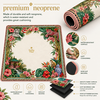 Tapis de Mahjong Américain Luxe Jungle Tropicale Singe Léopard 33 Pouces Personnalisé Néoprène Pliable Antidérapant Carré pour Divertissement et Poker