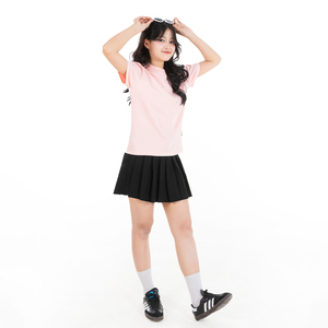 Camiseta de Manga Corta con Cuello Redondo Rosa para Mujer, Corte Regular, Color Sólido, Informal, de Algodón Jersey, para Primavera y Verano - Product Image 2