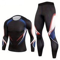 Conjunto Deportivo de Compresión de Color Sólido para Hombre, Talla Grande, con Logotipo Frontal, Elástico, de Alta Calidad