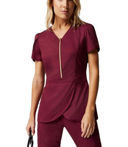 Uniforme Médico para Enfermeras, Traje de Trabajo con Logotipo Personalizado, Uniforme Médico Elástico a la Moda, Conjunto de Enfermería Sólido, Tops - Product Image 3