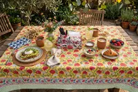 Nappe Rectangulaire Artisanale en Coton 100% de Haute Qualité, Écologique, à Motifs Floraux Bohèmes, Personnalisable avec Logo, Lavable, pour Usage Domestique