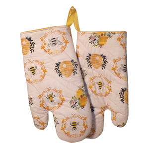 Sublimation Printed Oven Mitt Linen Blank Cotton Lining Silicone Surface Oven Glove Protective Heat Insulated <b>Kitchenware</b> White - Product Image 4