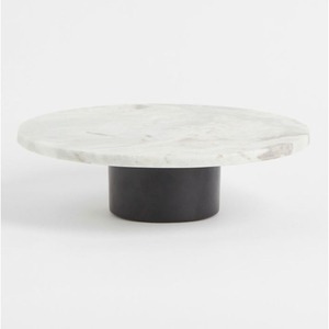 Support à gâteau architectural en marbre blanc avec base en pierre sculptée, présentoir à desserts moderne pour une mise en scène de table de luxe, best-seller - Product Image 2
