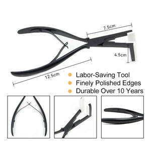 Pince professionnelle en acier inoxydable noir de 7 pouces pour l'application et le retrait d'extensions de cheveux - Product Image 4