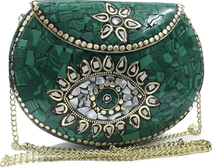 Mosaico de acabado de mármol embellecido de resina y embrague de Metal mosaico bolso de Metal bolso de mano de Metal y bolso de noche para novia y niñas - Product Image 5