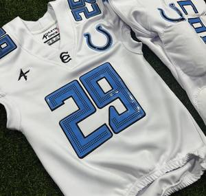 Colts <b>Baby</b> Boys <b>Football</b> Jersey Set White Blue 29 V-Neck Sleeveless Moisture Wicking Polyester Uniform Infant Toddlers - Product Image 2