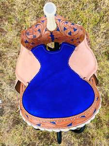 Silla de montar estilo Western hecha a mano de cuero genuino, tipo barril, con cincha ancha y duradera para equitación. - Product Image 2