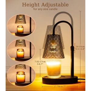 Electric Flameless Candle Warmer Lamp with <b>Timer</b> Adjustable Height Top Lamp Shade for Jar Candles - Product Image 1