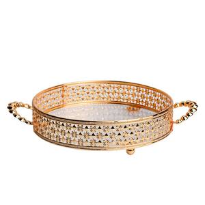 Plateau à bijoux hexagonal en verre miroir avec bord doré et rangement pour bracelets à chaîne rose, pour l'organisation du bureau, design moderne - Product Image 6