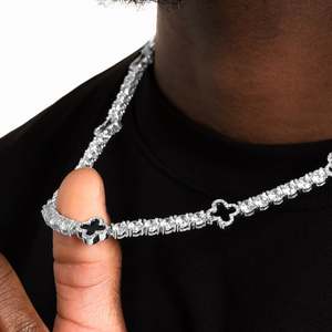 Luxury 925 Silver Rhodium Plated Diamond Cross <b>Statement</b> <b>Necklace</b> Pavé Setting Round Brilliant Cut Unisex Everyday Wear - Product Image 2