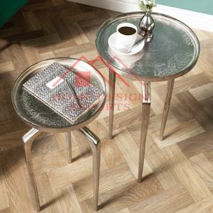 Juego de 2 mesas laterales de aluminio para sala de estar, muebles - Product Image 2