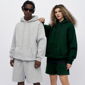 Wholesale Custom Logo Winter Print Unisex Cotton Fleece <b>Hoodie</b> <b>and</b> <b>Shorts</b> <b>Set</b> for <b>Men</b> - Product Image 1
