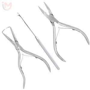 Professional Gold Hair Extension Tools Kit Pliers Scissors Loop <b>Needle</b> Metal Clips Curved <b>Needles</b> Leather Zipper <b>Case</b> Set OEM - Product Image 4