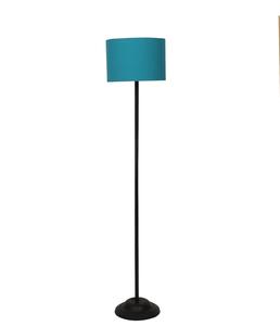 Lampe de sol moderne en métal avec abat-jour cylindrique en tissu bleu, lumière LED blanc chaud pour salon, design minimaliste - Product Image 4